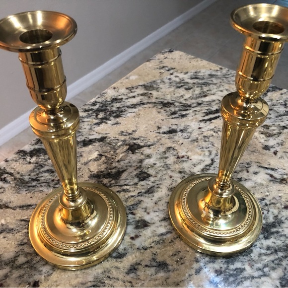 SOLD Lot of 6 Baldwin Brass Candlestick holders, 3 heights, excellent condition - Picture 2 of 11